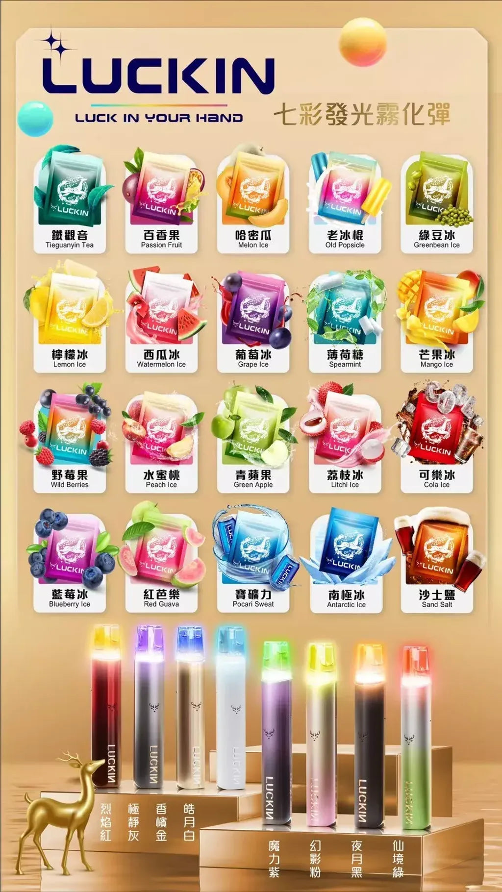 LUCKIN幸運煙彈|一代通用替換式霧化彈|多口味電子煙煙彈 3顆裝|適用LUCKIN幸運主機-台灣現貨