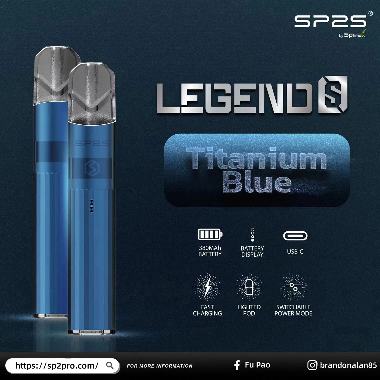 SP2S Legend S 傳奇版主機｜雙功率調節｜Type-C 快充｜SP2 一代煙彈通用-台灣現貨