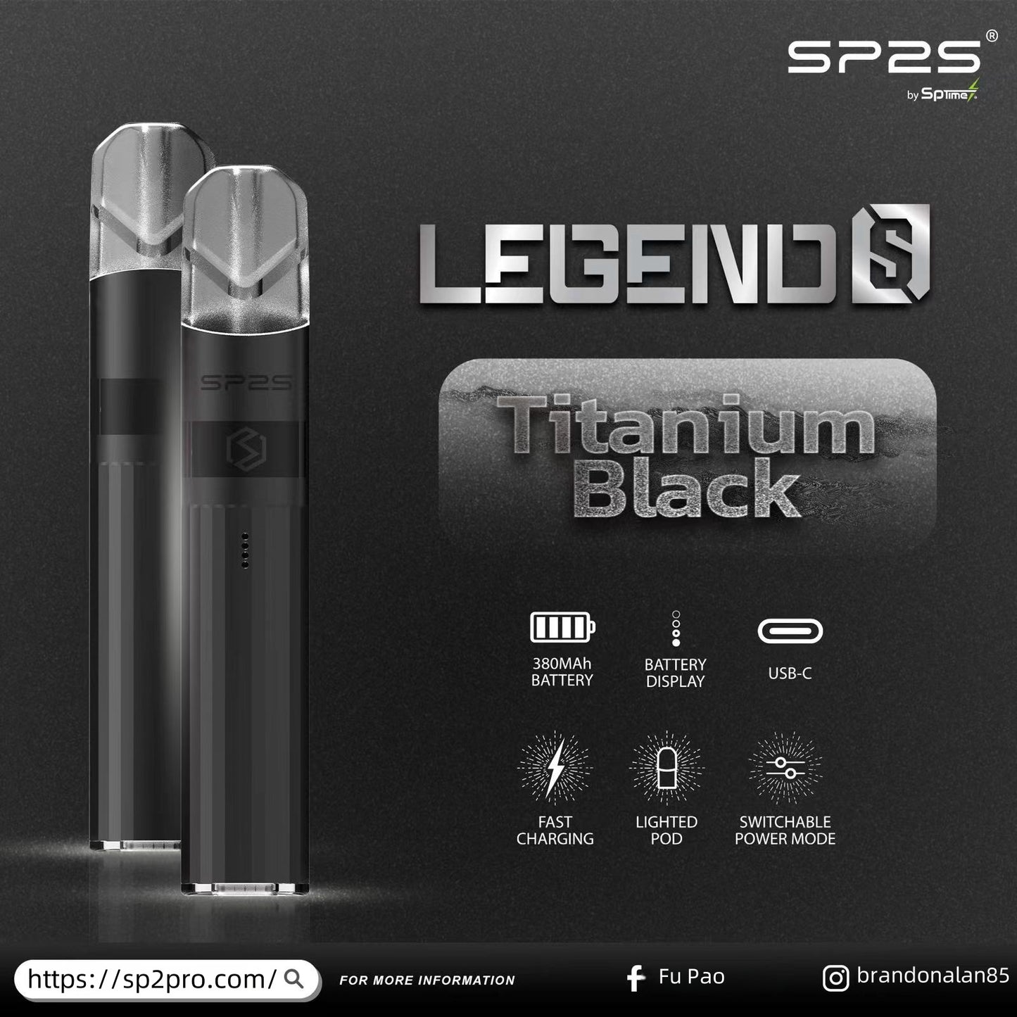 SP2S Legend S 傳奇版主機｜雙功率調節｜Type-C 快充｜SP2 一代煙彈通用-台灣現貨