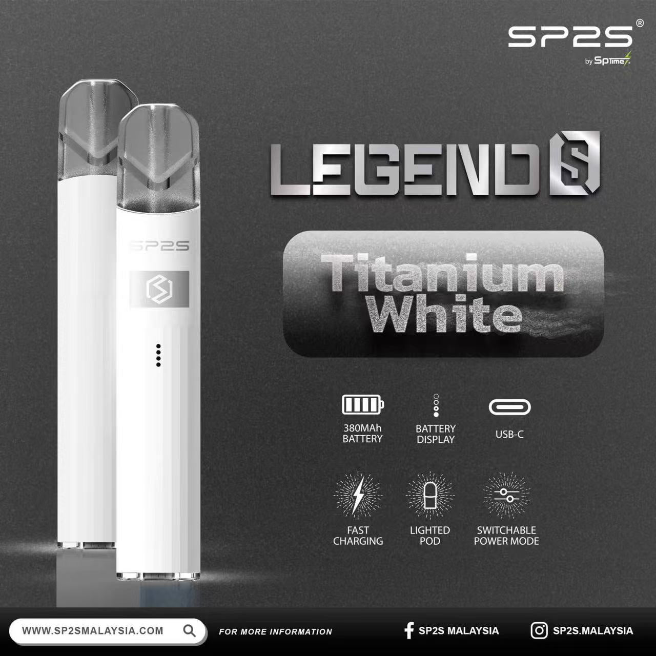 SP2S Legend S 傳奇版主機｜雙功率調節｜Type-C 快充｜SP2 一代煙彈通用-台灣現貨