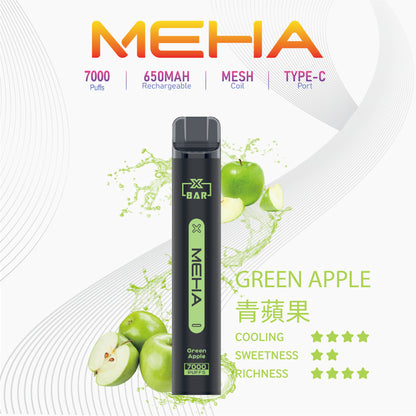 MEHA X BAR 魅嗨小黑條7000口一次性電子煙｜輕巧機身・長效續航・濃郁口感體驗-VAKA糖果雲煙館