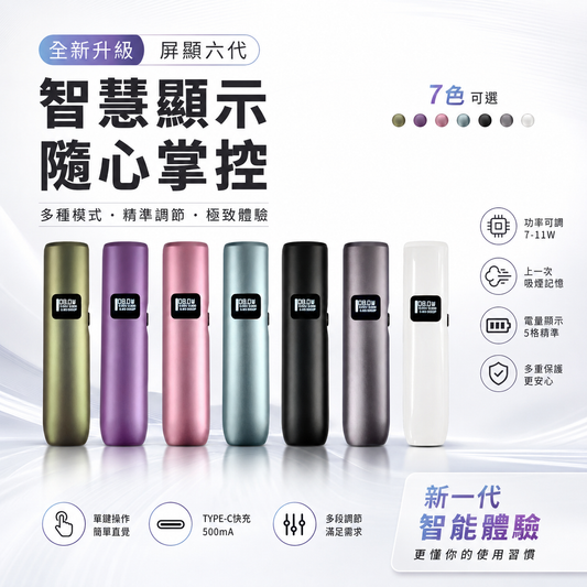 LIMI 六代屏顯電子煙主機｜7-15W智能調壓｜高清螢幕顯示｜六代煙彈通用小煙主機-台灣現貨